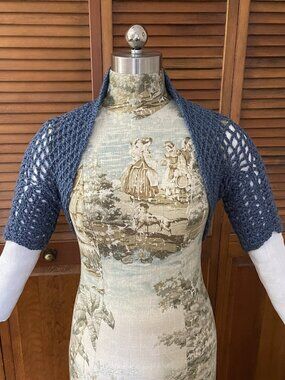Denim Blue hand crochet shrug